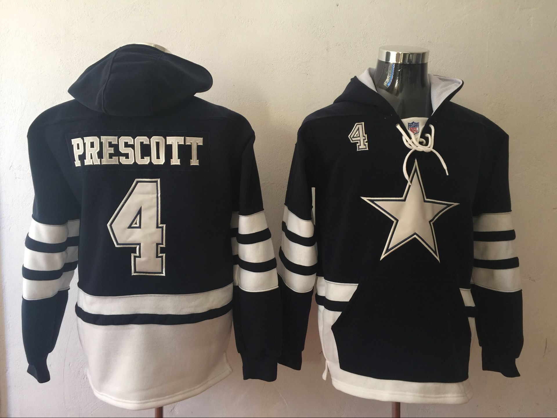 Men NFL Nike Dallas Cowboys #4 Prescott blue Sweatshirts->nfl sweatshirts->Sports Accessory